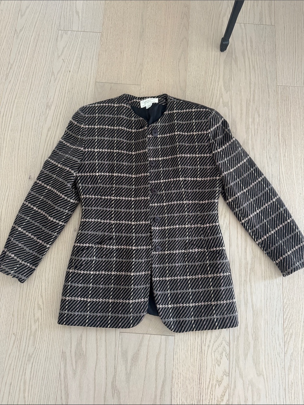 Dior Black Tweed Striped Button Jacket